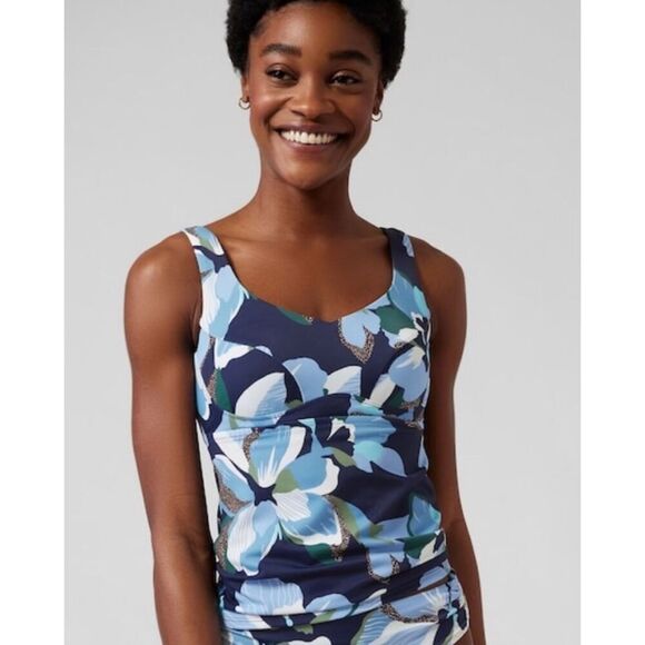 Athleta Bondi Bra Cup Tankini Swim Top Sz. 36 B/C Hero Bloom Blue - Picture 2 of 10